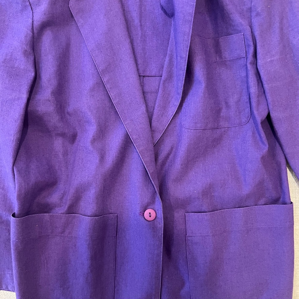 Worn Purple Shoulder Pad Blazer by Rafaella 55% Ramie and 45% Cotton
